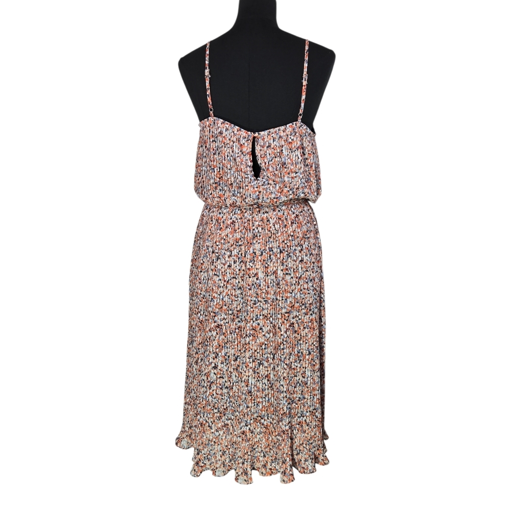 Anthropologie Pinch Pleated Midi Dress Medium Multicolor Elastic Waist - Picture 9 of 13